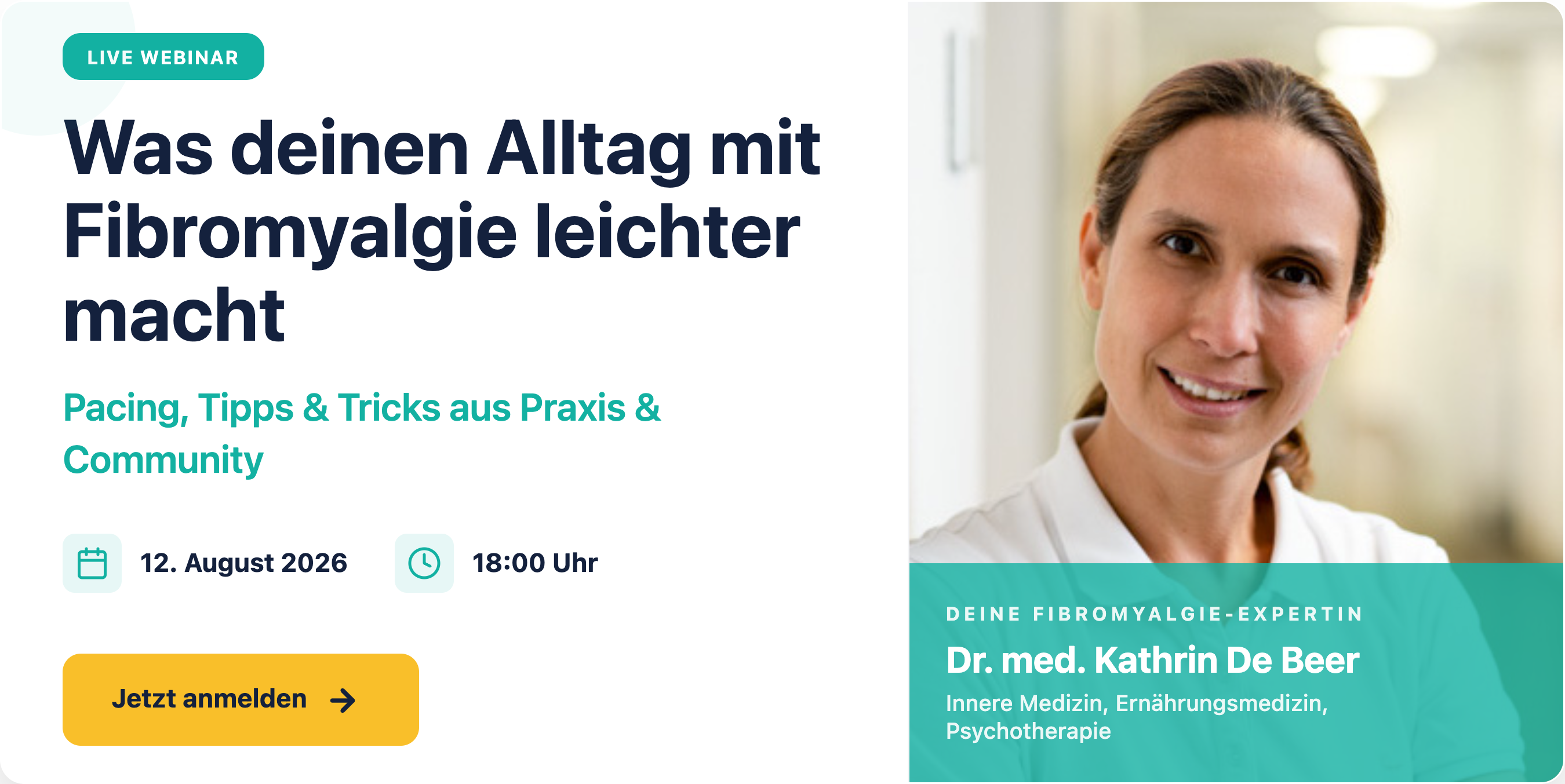 FibroCoach Live-Webinar: Was deinen Alltag mit Fibromyalgie leichter macht – 12. August 2026, 18:00 Uhr
